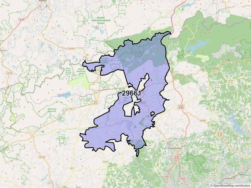 Map of ZIP Code 29661 — Marietta, SC