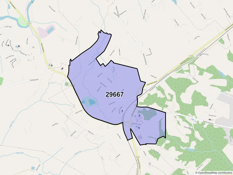 Map of ZIP Code 29667 — Norris, SC