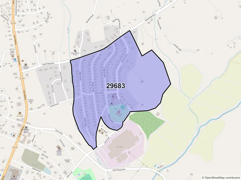 Map of Slater, South Carolina and ZIP codes