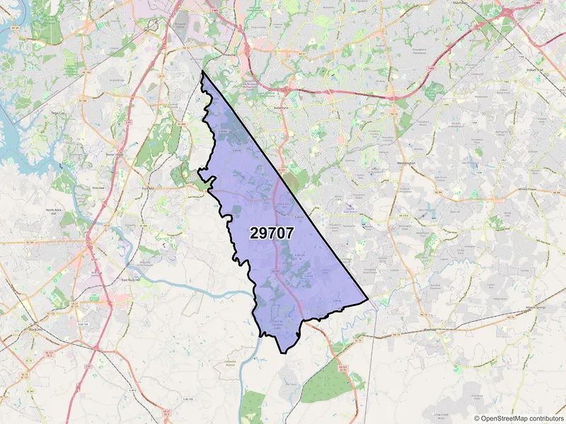 Map of ZIP Code 29707 — Fort Mill, SC