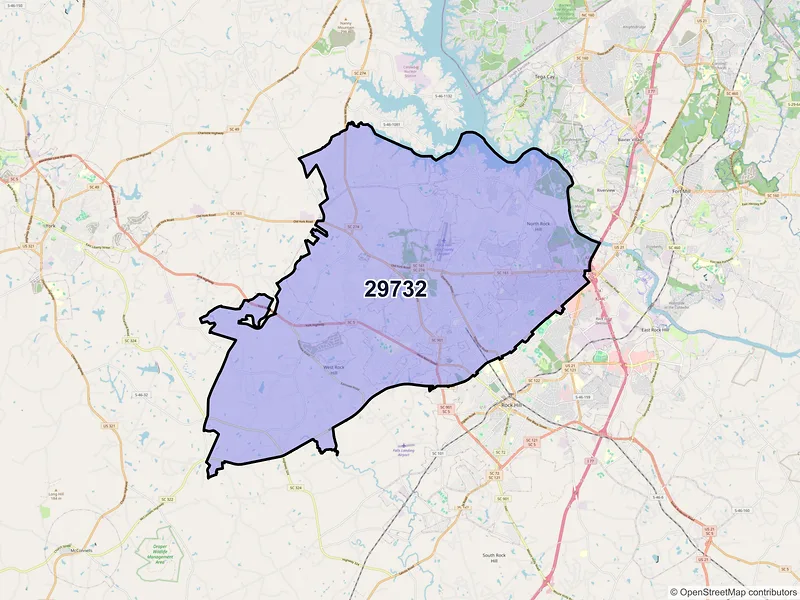 Map of ZIP Code 29732 — Rock Hill, SC