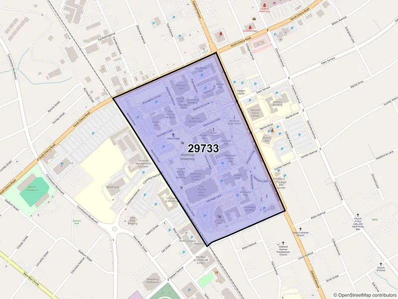 Map of ZIP Code 29733 — Rock Hill, SC