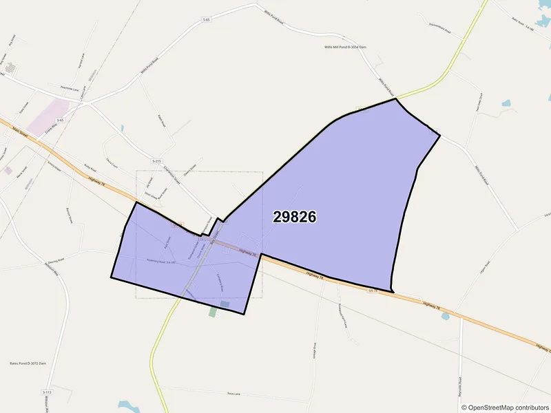 Map of Elko, South Carolina and ZIP codes