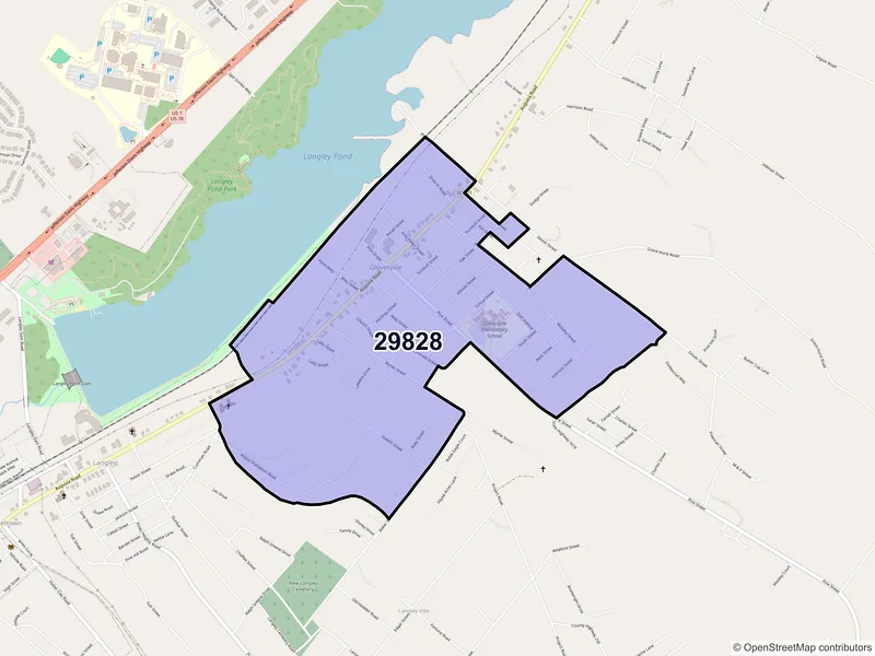 Map of ZIP Code 29828 — Gloverville, SC