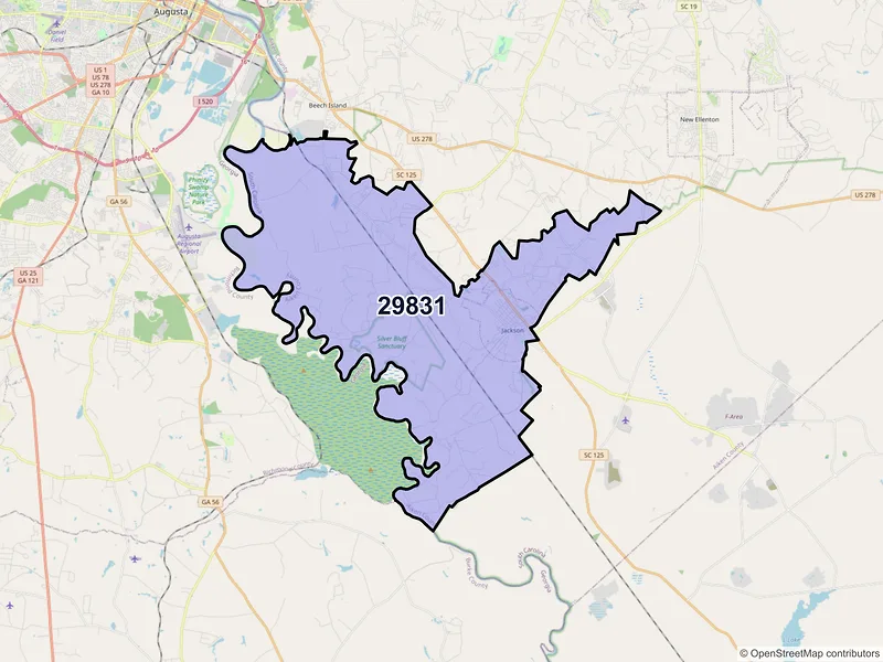 Map of ZIP Code 29831 — Jackson, SC