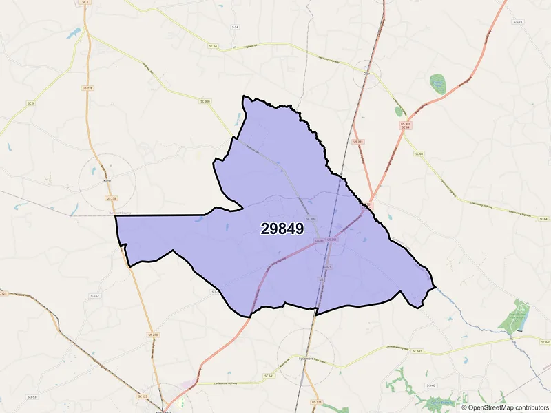 Map of Ulmer, South Carolina and ZIP codes