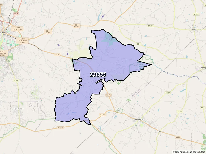 Map of ZIP Code 29856 — Windsor, SC