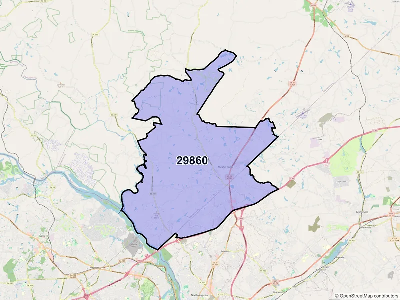 Map of ZIP Code 29860 — North Augusta, SC