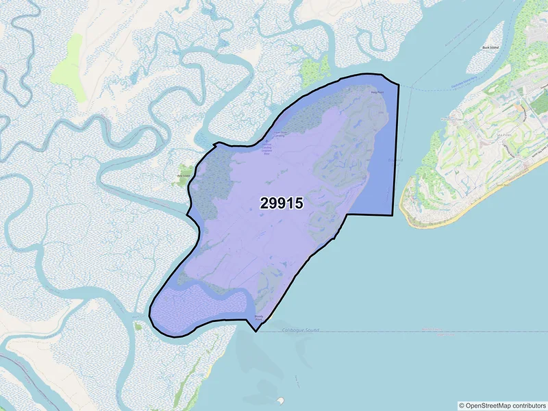 Map of ZIP Code 29915 — Daufuskie Island, SC