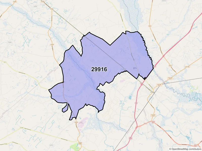 Map of Early Branch, South Carolina and ZIP codes