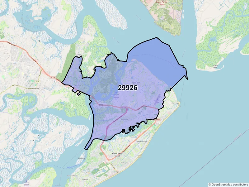 Map of ZIP Code 29926 — Hilton Head Island, SC
