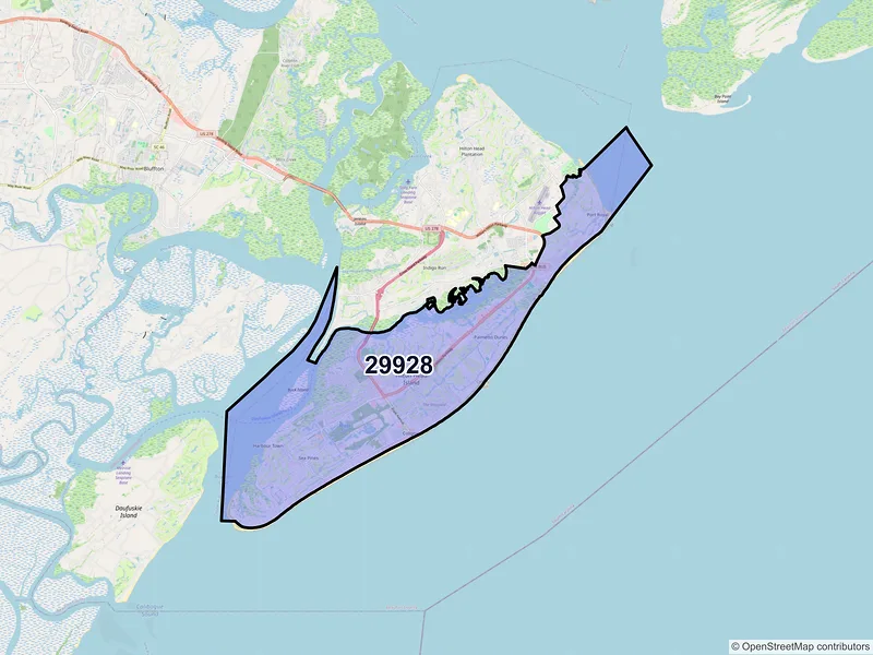 Map of ZIP Code 29928 — Hilton Head Island, SC