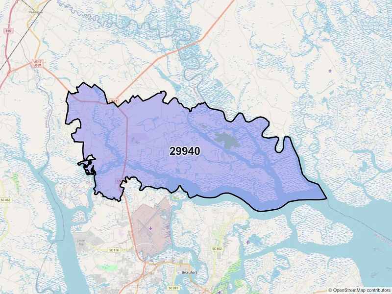 Map of Seabrook, South Carolina and ZIP codes