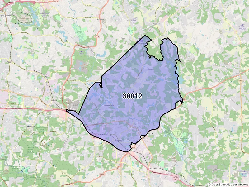 Map of ZIP Code 30012 — Conyers, GA