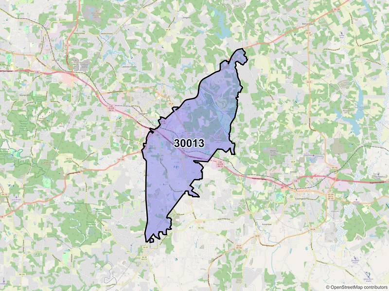 Map of ZIP Code 30013 — Conyers, GA
