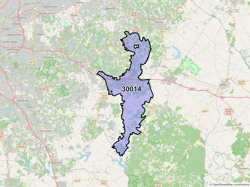 Map of ZIP Code 30014 — Covington, GA