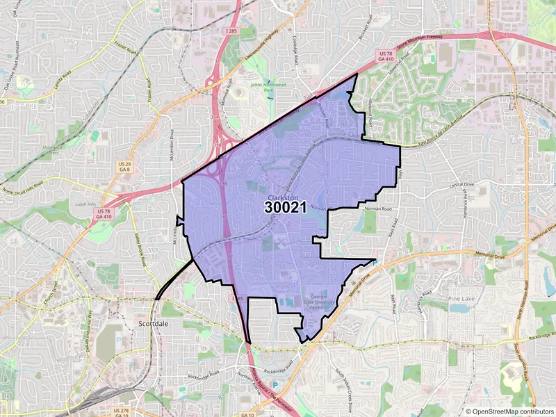 Map of ZIP Code 30021 — Clarkston, GA