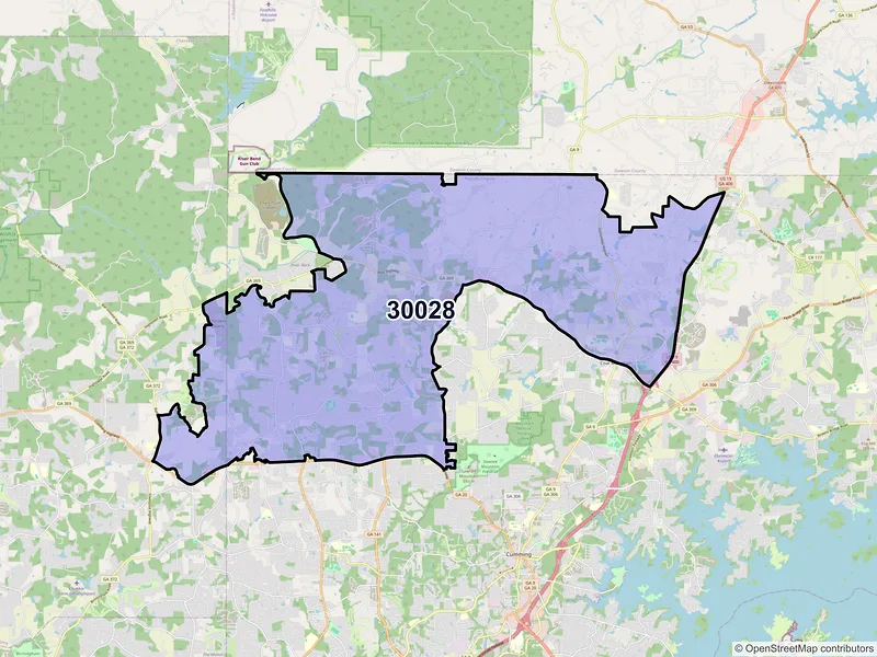 Map of ZIP Code 30028 — Cumming, GA