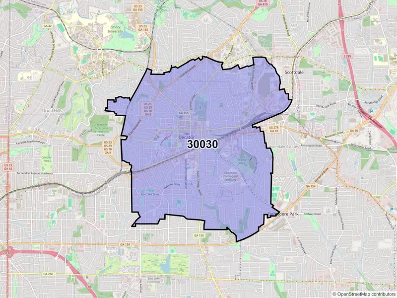 Map of ZIP Code 30030 — Decatur, GA
