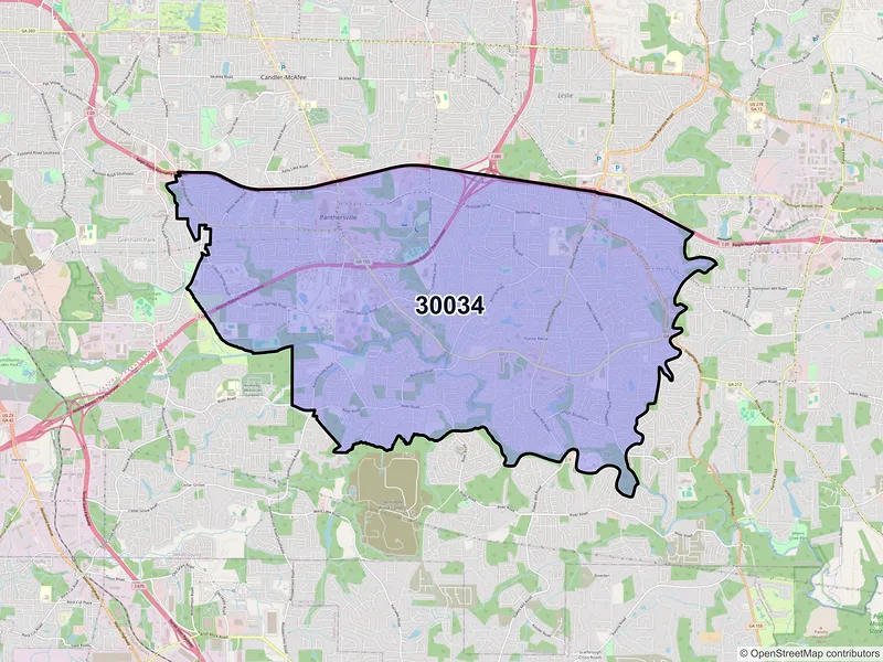 Map of ZIP Code 30034 — Decatur, GA