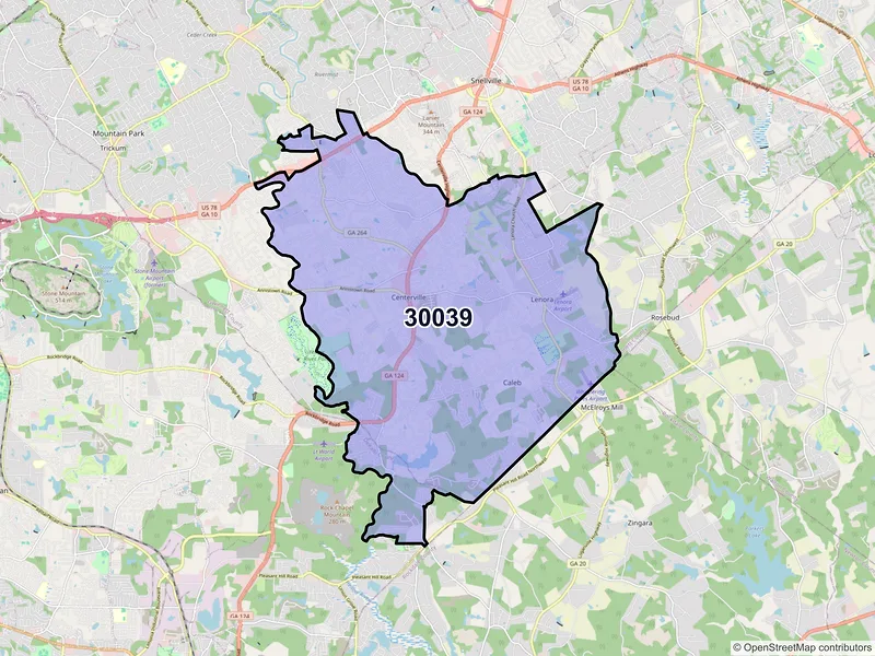 Map of ZIP Code 30039 — Snellville, GA