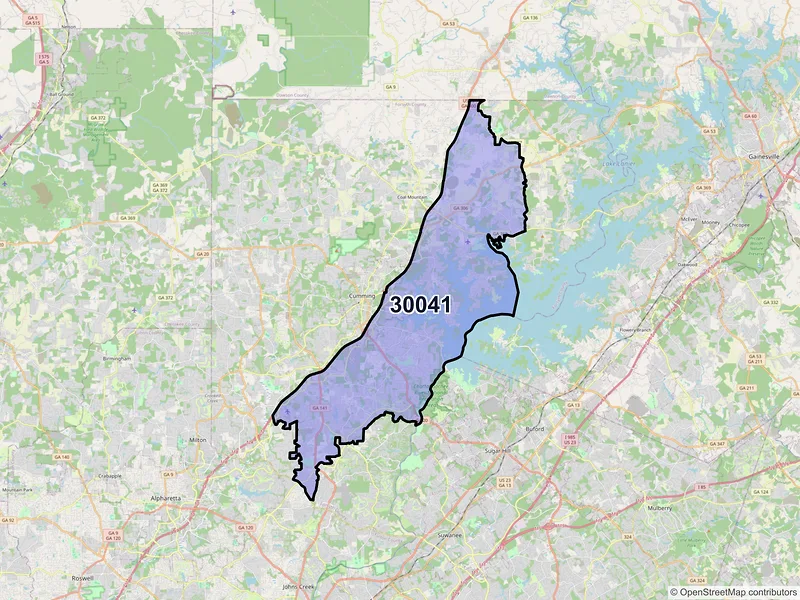 Map of ZIP Code 30041 — Cumming, GA