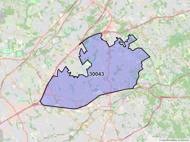 Map of ZIP Code 30043 — Lawrenceville, GA