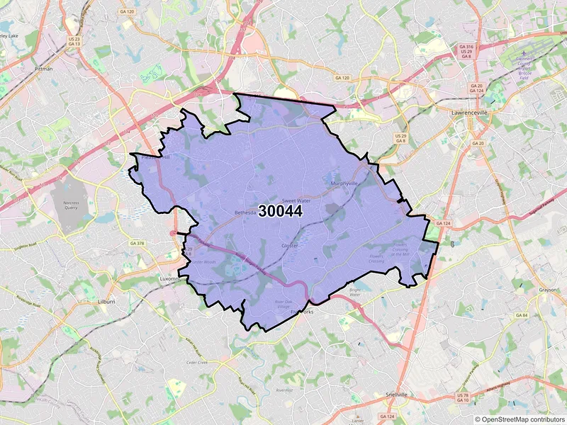 Map of ZIP Code 30044 — Lawrenceville, GA