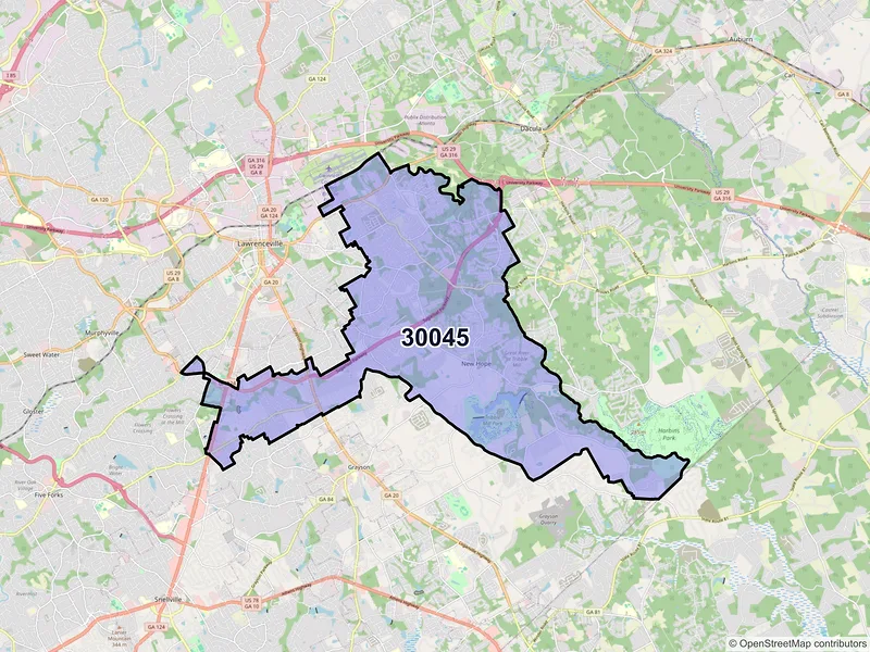 Map of ZIP Code 30045 — Lawrenceville, GA