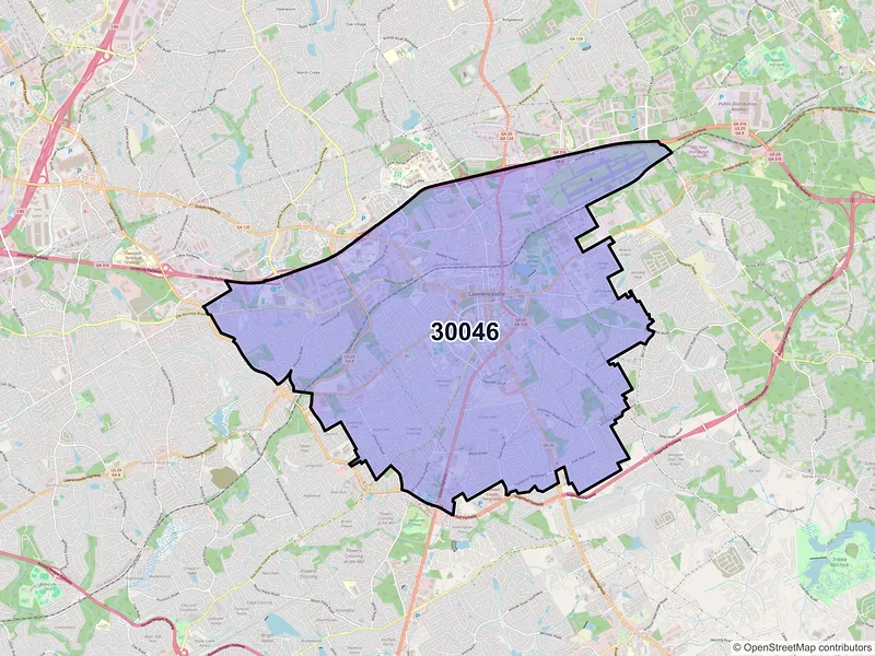 Map of ZIP Code 30046 — Lawrenceville, GA