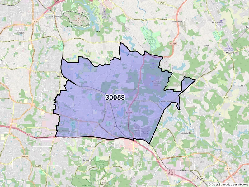 Map of ZIP Code 30058 — Lithonia, GA