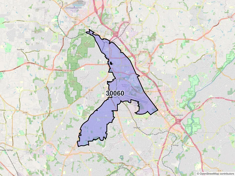 Map of ZIP Code 30060 — Marietta, GA