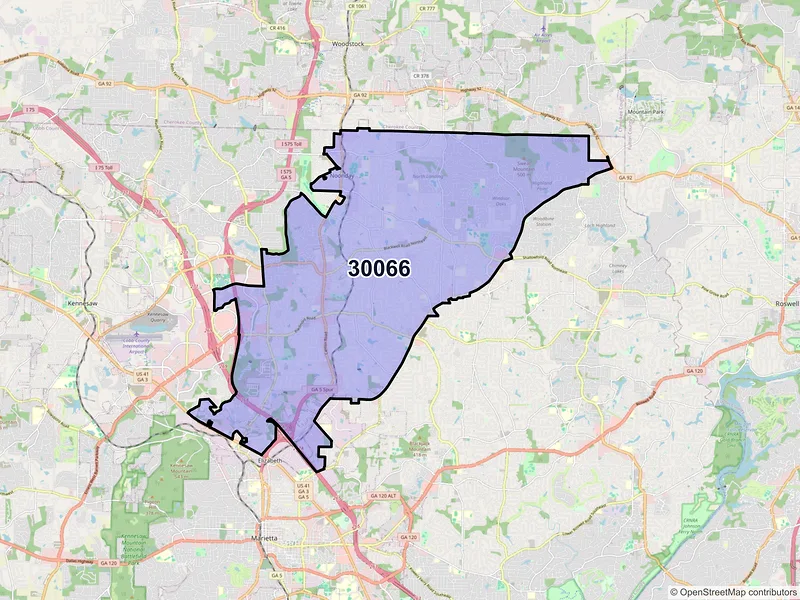 Map of ZIP Code 30066 — Marietta, GA