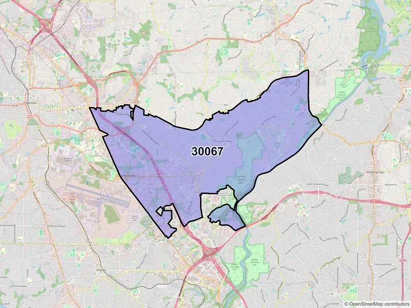 Map of ZIP Code 30067 — Marietta, GA