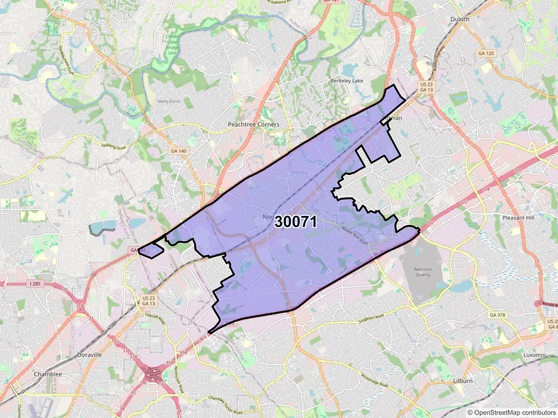 Map of ZIP Code 30071 — Norcross, GA
