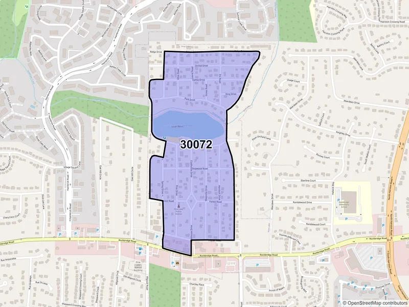 Map of Pine Lake, Georgia and ZIP codes