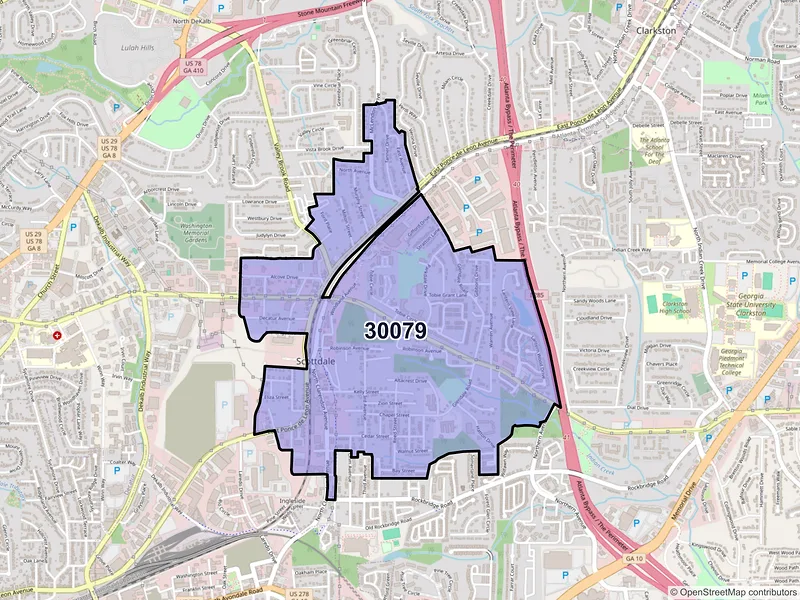 Map of ZIP Code 30079 — Scottdale, GA