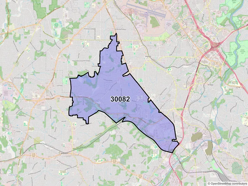 Map of ZIP Code 30082 — Smyrna, GA