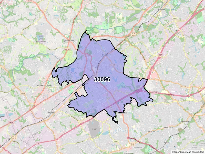 Map of ZIP Code 30096 — Duluth, GA