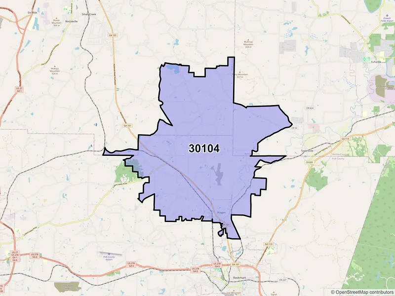 Map of Aragon, Georgia and ZIP codes
