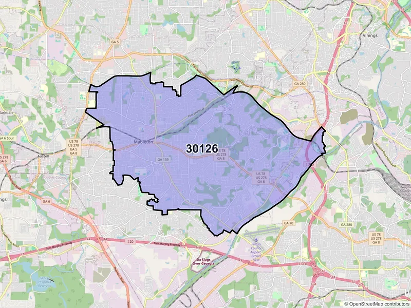 Map of ZIP Code 30126 — Mableton, GA