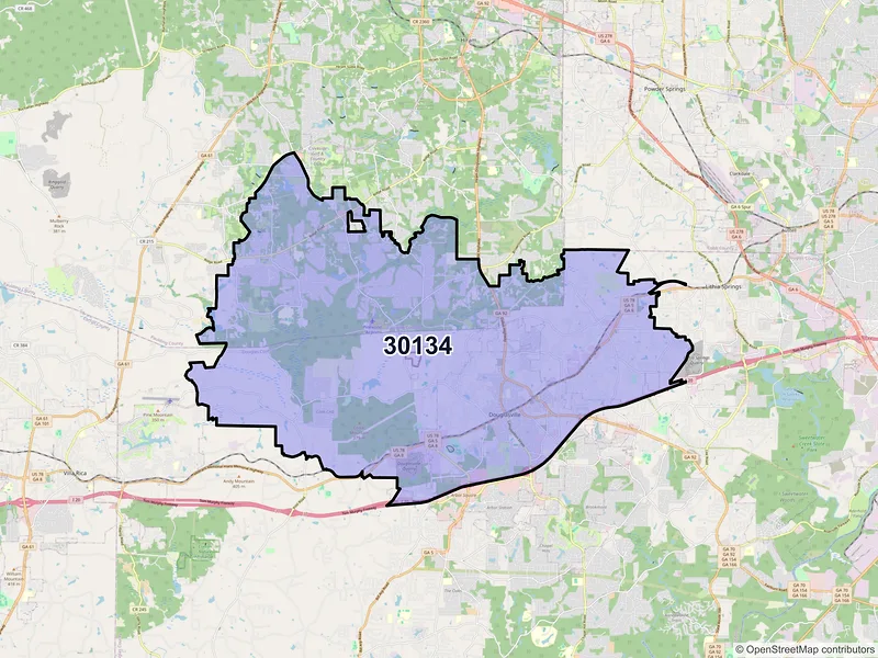 Map of ZIP Code 30134 — Douglasville, GA