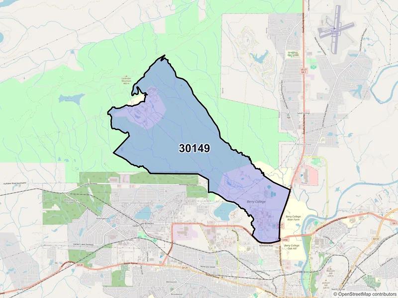 Map of Mount Berry, Georgia and ZIP codes