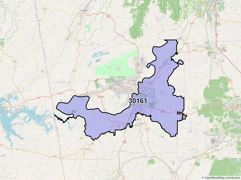 Map of ZIP Code 30161 — Rome, GA