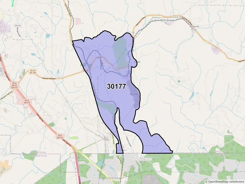 Map of ZIP Code 30177 — Tate, GA