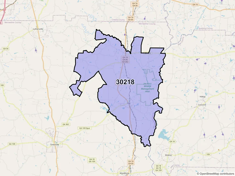 Map of ZIP Code 30218 — Gay, GA