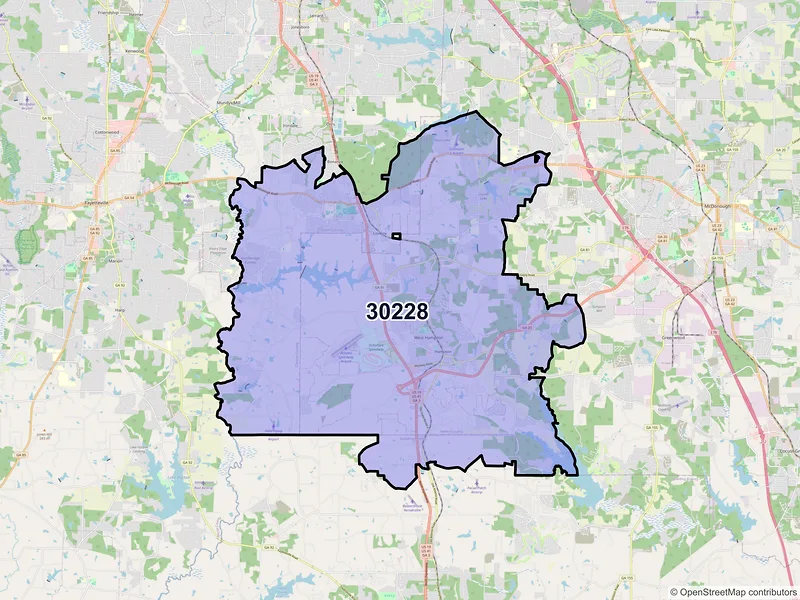 Map of ZIP Code 30228 — Hampton, GA