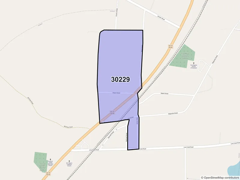 Map of Haralson, Georgia and ZIP codes