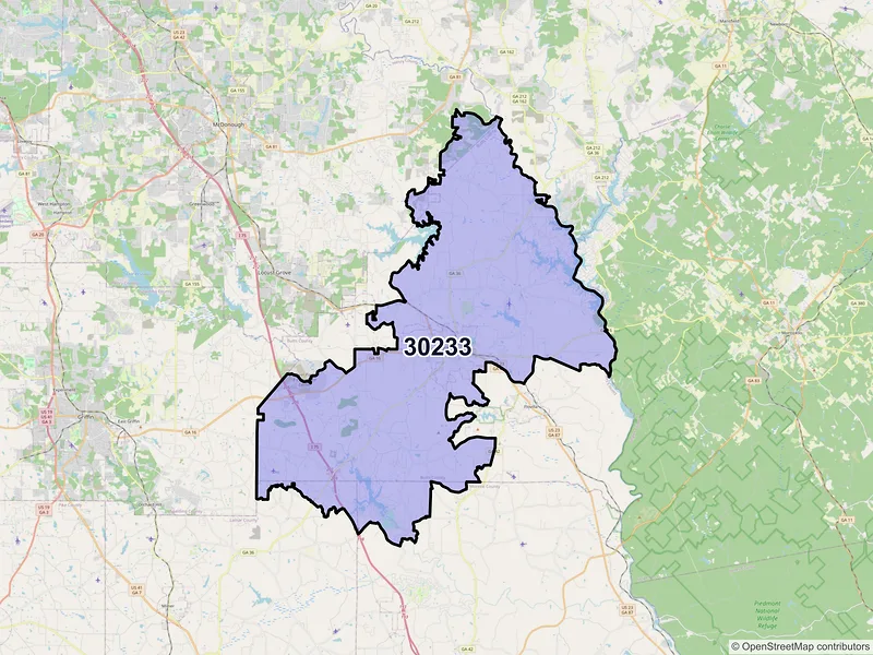 Map of Jackson, Georgia and ZIP codes