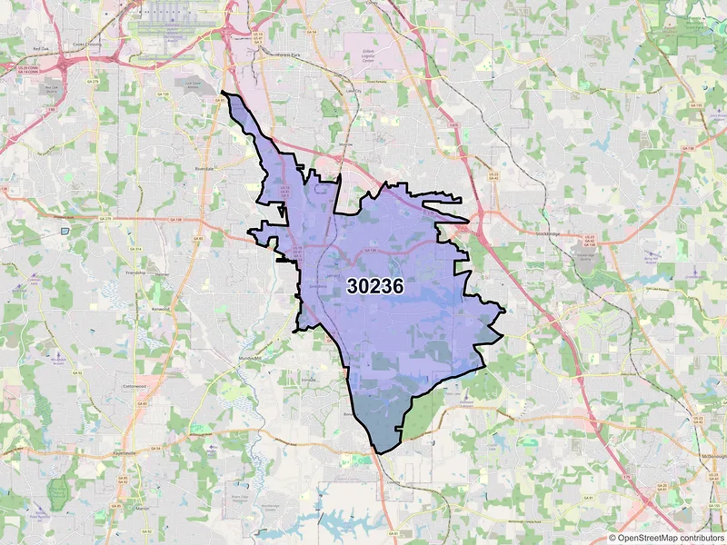 Map of ZIP Code 30236 — Jonesboro, GA